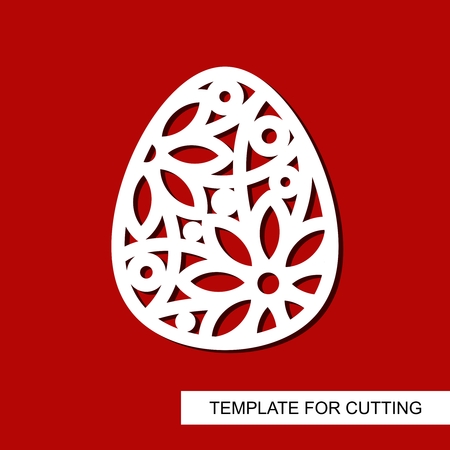Decorative element - Easter Egg. Template for laser cutting, wood carving, paper cut and printing. Vector illustration.のイラスト素材