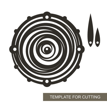 Dial with arrows on white background. Decor for home. Template for laser cutting, wood carving, paper cutting and printing. Vector illustration.のイラスト素材