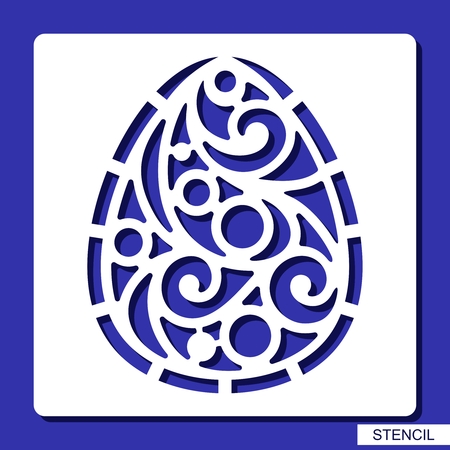 Stencil - decorative Easter Egg. Template for laser cutting, wood carving, paper cutting and printing. Vector illustration.のイラスト素材