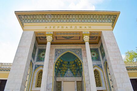 Moscow, Russia - may 5, 2019. VDNH (VDNKh)- Exhibition of Achievements of National Economy (VVC, all-Russian exhibition center). Pavilion 14 - Azerbaijan.のeditorial素材