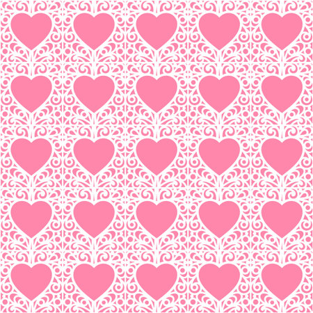 Seamless pattern with hearts. White and pink colors. Romantic background for Valentines Day's or...