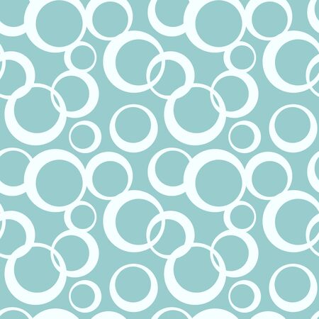 Abstract seamless pattern with white circles (like bubbles) on a blue background. Simple moden flat design. Repeating texture for wallpaper design, cover, textile, wrapping. Vector illustration.のイラスト素材