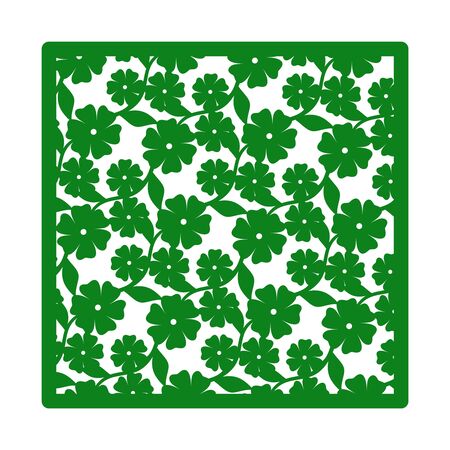 Vector square decorative panel with flowers and leaves.のイラスト素材