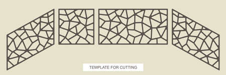 Stair railings - square, rectangular and diagonal (top to bottom). Gate or fence with modern abstract geometric line pattern. Vector template for laser plotter cutting metal, wood, plywood (cnc).のイラスト素材