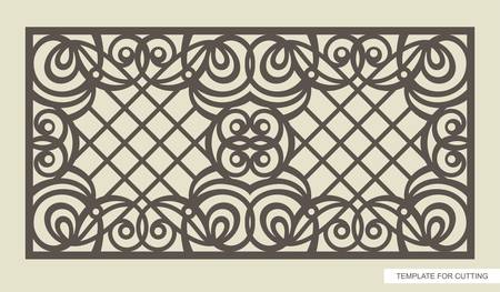 Rectangular frame with a beautiful openwork pattern and a lattice inside. Template for laser cutting (cnc), wood carving, paper cut or printing. Vector illustration.のイラスト素材