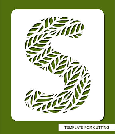 Stencil with the letter S made from leaves.のイラスト素材