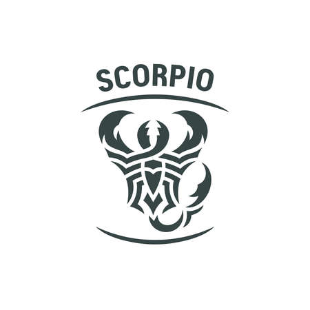 Abstract zodiac sign Scorpio. Black isolated object on a white background. Vector illustration.のイラスト素材