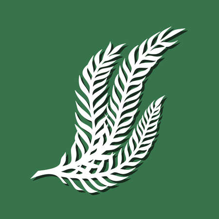 Decorative plant element. White object on a green background. The theme of nature, flowers. Template for plotter laser cutting of paper, metal engraving, wood carving, plywood. Vector illustration.のイラスト素材