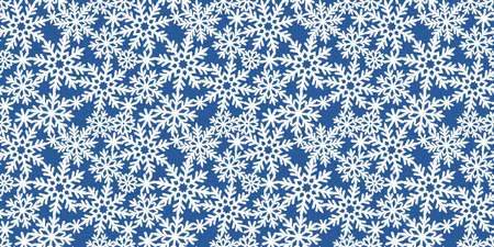 Rectangular background with snowflakes. Seasonal theme of christmas, winter, snowfall. White snow on a dark blue background. Endlessly seamless pattern for fabrics, pillows, wrapping paper. Vector.のイラスト素材