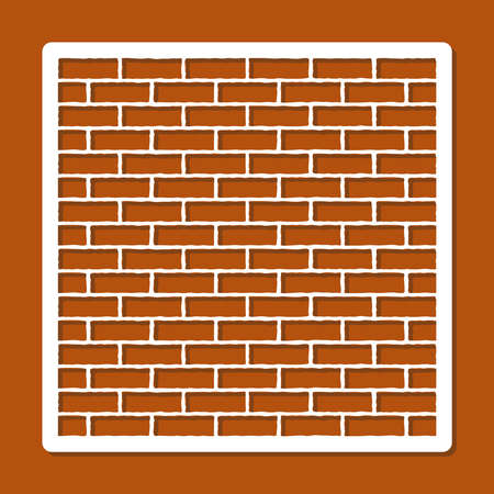 Stencil brickwork. White square panel with rows of bricks for wall decor, wallpaper, backgrounds. Template for plotter laser cutting of paper, metal engraving, wood carving, cnc.のイラスト素材