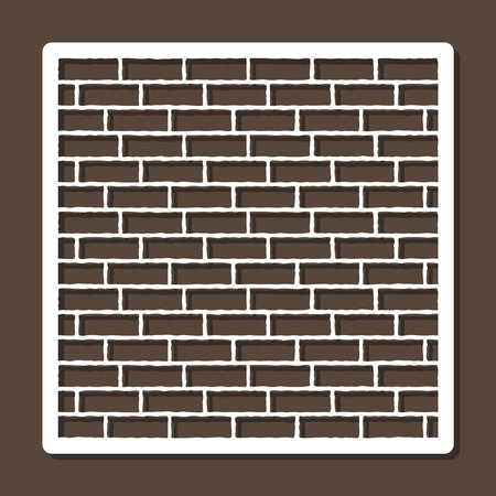 Stencil brickwork. White square panel with rows of bricks for wall decor, wallpaper, backgrounds. Template for plotter laser cutting of paper, metal engraving, wood carving, cnc.のイラスト素材