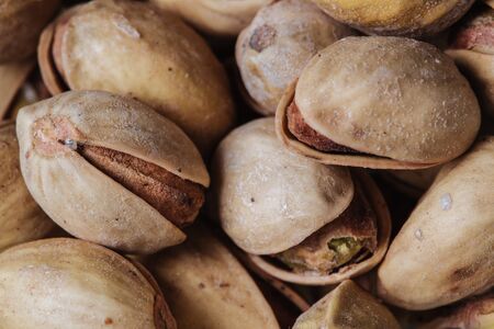 Pistachios in the rind close-upの写真素材
