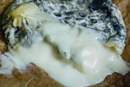 Roquefort cheese on parchment backgroundの写真素材
