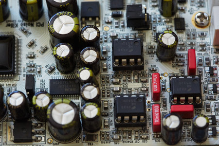 close up of computer motherboard