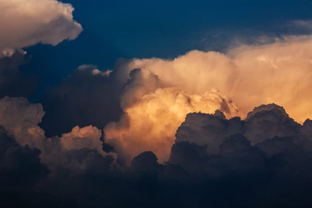 Fire red orange clouds sky texture background.