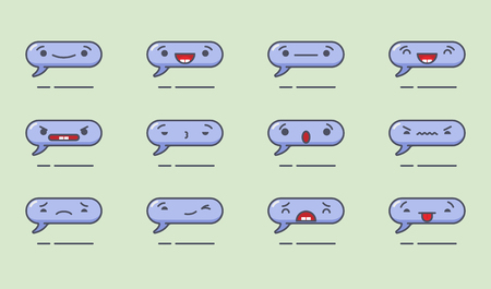 Set of speech bubble emoticonsのイラスト素材