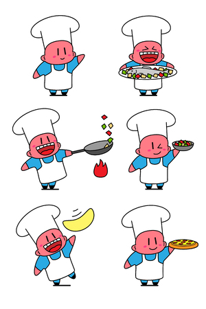 Set of nman cooking in various situations.のイラスト素材