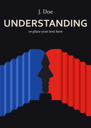 Book cover creative concept. Psychology or personal development themes. Mid century style design. Applicable for books, posters, placards etc.のイラスト素材