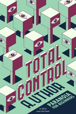Book cover creative concept. Abstract objects with eyes. Fiction or non-fiction genre. Mid century style design. Applicable for books, posters, placards etc. Clipping mask used.のイラスト素材