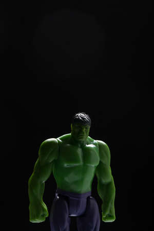 Moscow, Russia - September 24, 2021: Plastic figure of Incredible Hulk, the character from Marvel universe.のeditorial素材