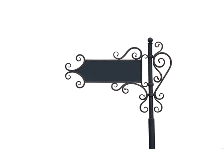 Pointer direction on street pole. Forged from iron.の写真素材