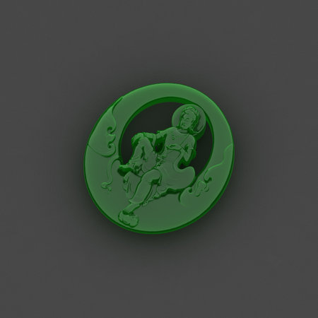 Moon Avalokitesvara Bodhisattva made of jadeiteの写真素材
