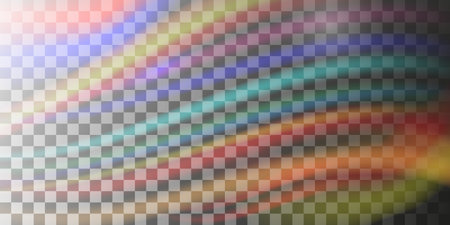 Vector illustration of abstract blurred iridescent light backdrop. Rainbow light prism effect. Hologram reflection, crystal flare leak shadow overlay.のイラスト素材