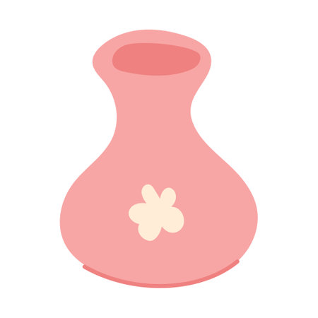 Simple hand drawn pink Vase. Minimalistic illustration of container for preserving flowers. Hand-drawn vector illustration isolated on transparent background.のイラスト素材