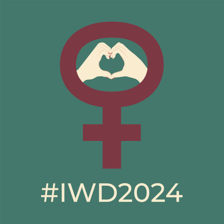 International Women's day poster with Venus sign. InspireInclusion postcard with text IWD2024. Greeting Card for information about theme of social campaign Inspire Inclusion.のイラスト素材