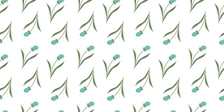 Flower seamless Pattern on white background. Spring floral repeating design for print. Flat summer vector texture. Botanical minimalistic ornament. Nature background for textile and wrapping.のイラスト素材