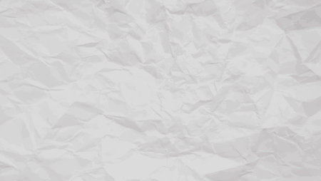 Realistic Crumpled white Paper texture. Blank background of Wrinkled Notebook Sheet pattern. Gray horizontal creasy surface banner.のイラスト素材