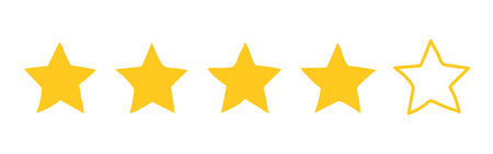 Four Star hand drawn rating. Flat illustrations feedback in minimalistic style.のイラスト素材