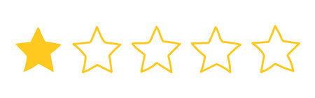 Flat illustrations feedback in minimalistic style isolated on transparent background. One yellow Star hand drawn ratingのイラスト素材
