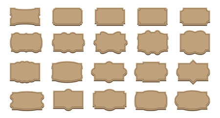Decorative vintage frames. Retro ornamental rectangle with empty place for text. Ornate textborder. Antique museum beige pictureのイラスト素材