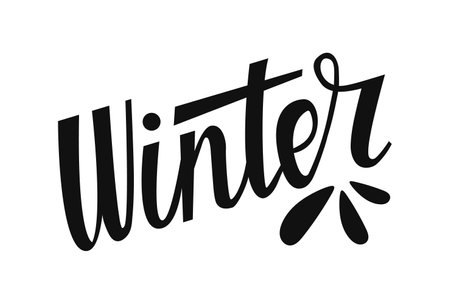 Winter hand drawn typography on white background. Season word for invitation, greeting card, t shirt, print, banner and poster. Handwritten Lettering template designのイラスト素材