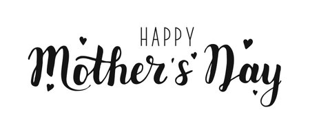 Happy Mothers Day lettering set. Handmade calligraphy vector illustration. Mothers day card with heartのイラスト素材