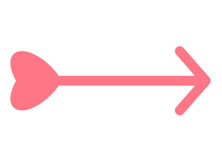 Arrow with heart icon. Pink Colored love element in flat style. Simple graphic illustration. Isolated object on a white background.のイラスト素材