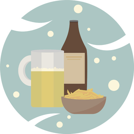 Beer and french fries logoのイラスト素材