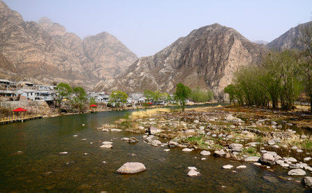 Rock Hill and reflection at zhenzhu lake