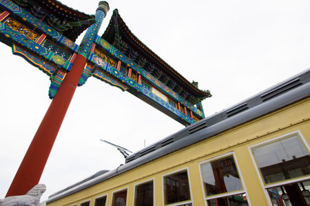 Bottom Beijing Zhengyangmen archway from northの写真素材