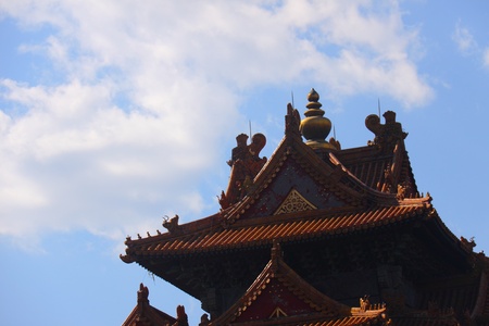 Palace turret close-up with blue sky and cloudのeditorial素材