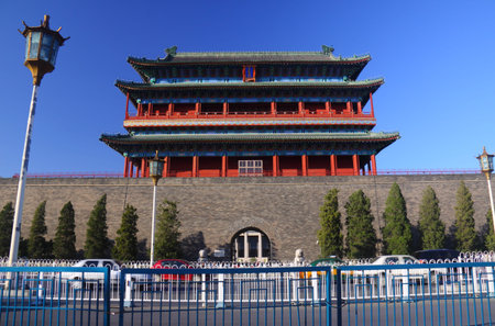 Zhengyang Gate from front with blue skyのeditorial素材