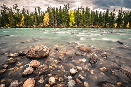Xinjiang Kanas River Autumn sceneryの写真素材