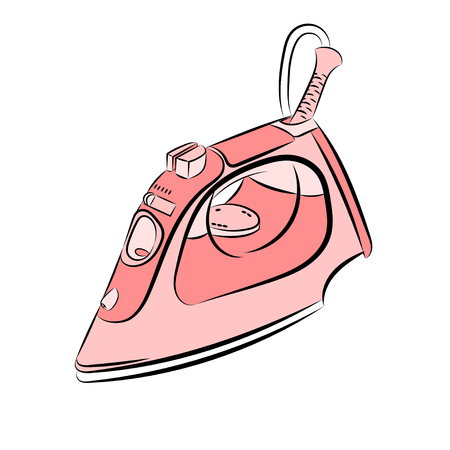 Vector illustration of iron in shades of pink on a white background.のイラスト素材