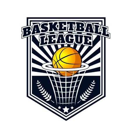 Vector logo basketball game for design, print, advertisement, web, promo on white backgroundのイラスト素材
