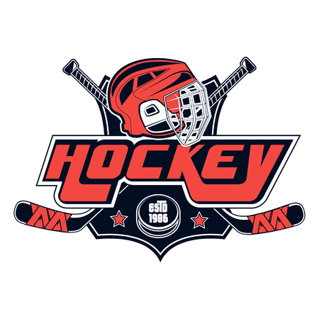 Vector hockey logo for print design, advertisement, web on white backgroundのイラスト素材