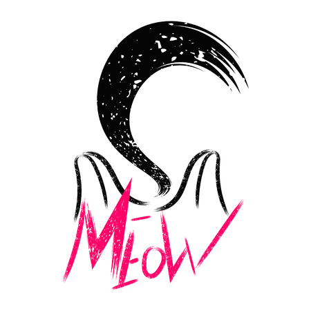 Vector illustration kitten calligraphy sign for printing.のイラスト素材