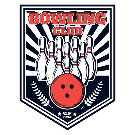 Vector bowling club logo for print, design, internet on white backgroundのイラスト素材