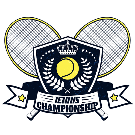Vector tennis championship badge with superimposed texture for your design, print or internetのイラスト素材