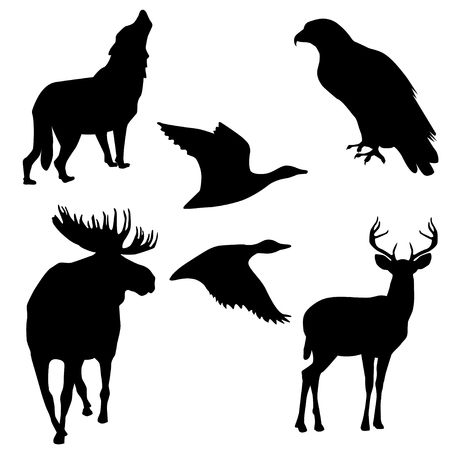 Vector set of animal silhouettes for use in your logos, badges, print, design, web or any other useのイラスト素材